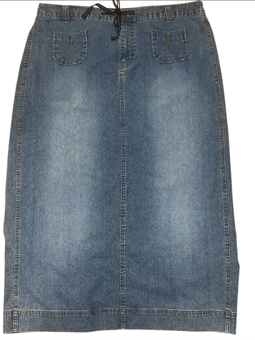Venezia Blue Denim Drawstring Jean Maxi Skirt, Size 18. - Picture 2 of 3